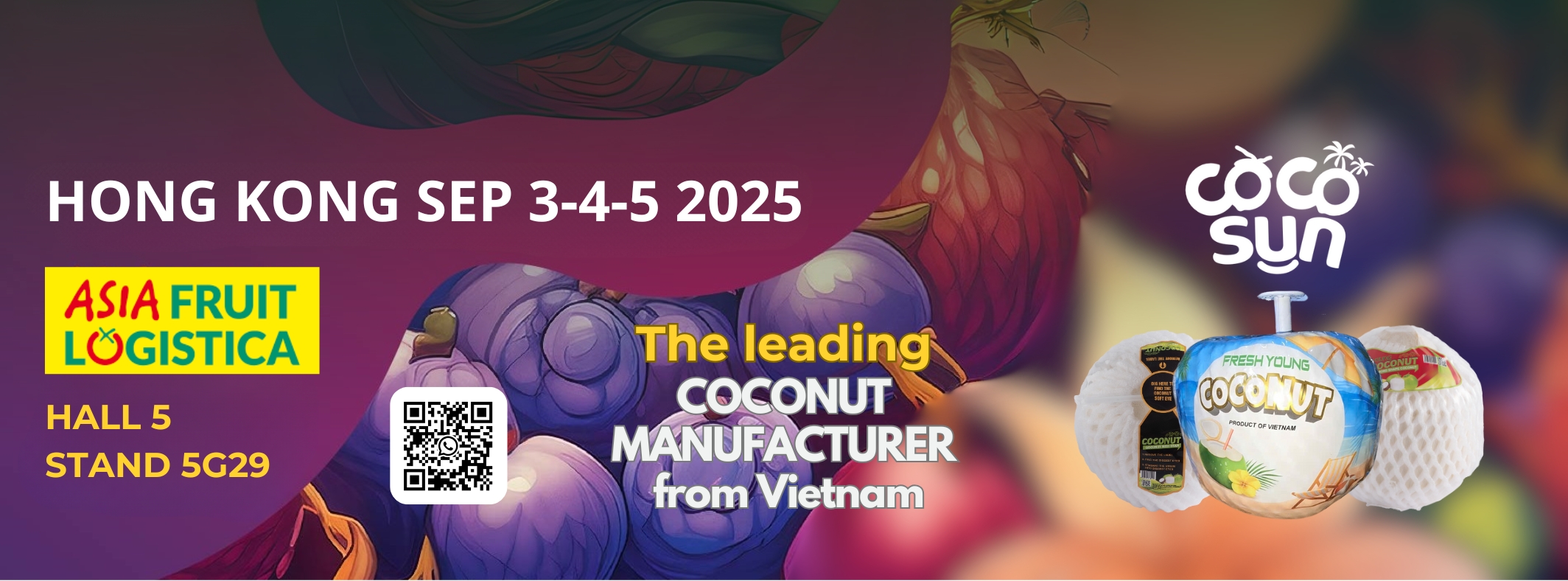 Fresh young coconut banner Asia Fruit Logistica 2025